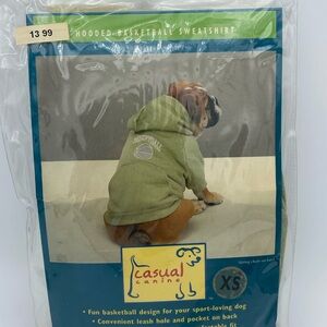 Canine Casual pet dog green hooded basketball sweatshirt sz XS